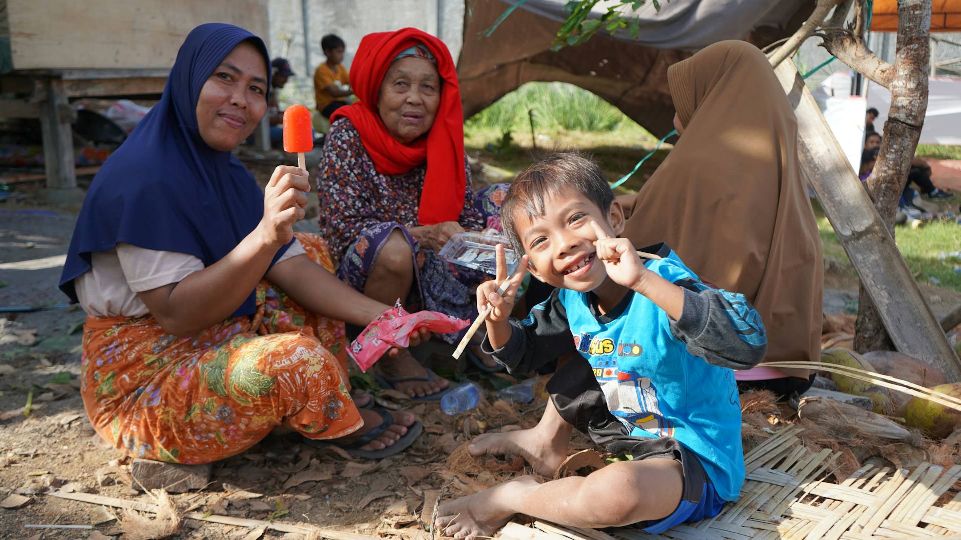 Grandfather and grandchildren enjoying time together